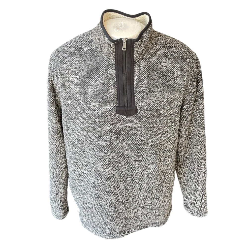 Orvis Classic Collection Men’s XL Gray Sherpa-Lined Quarter Zip Pullover Sweater